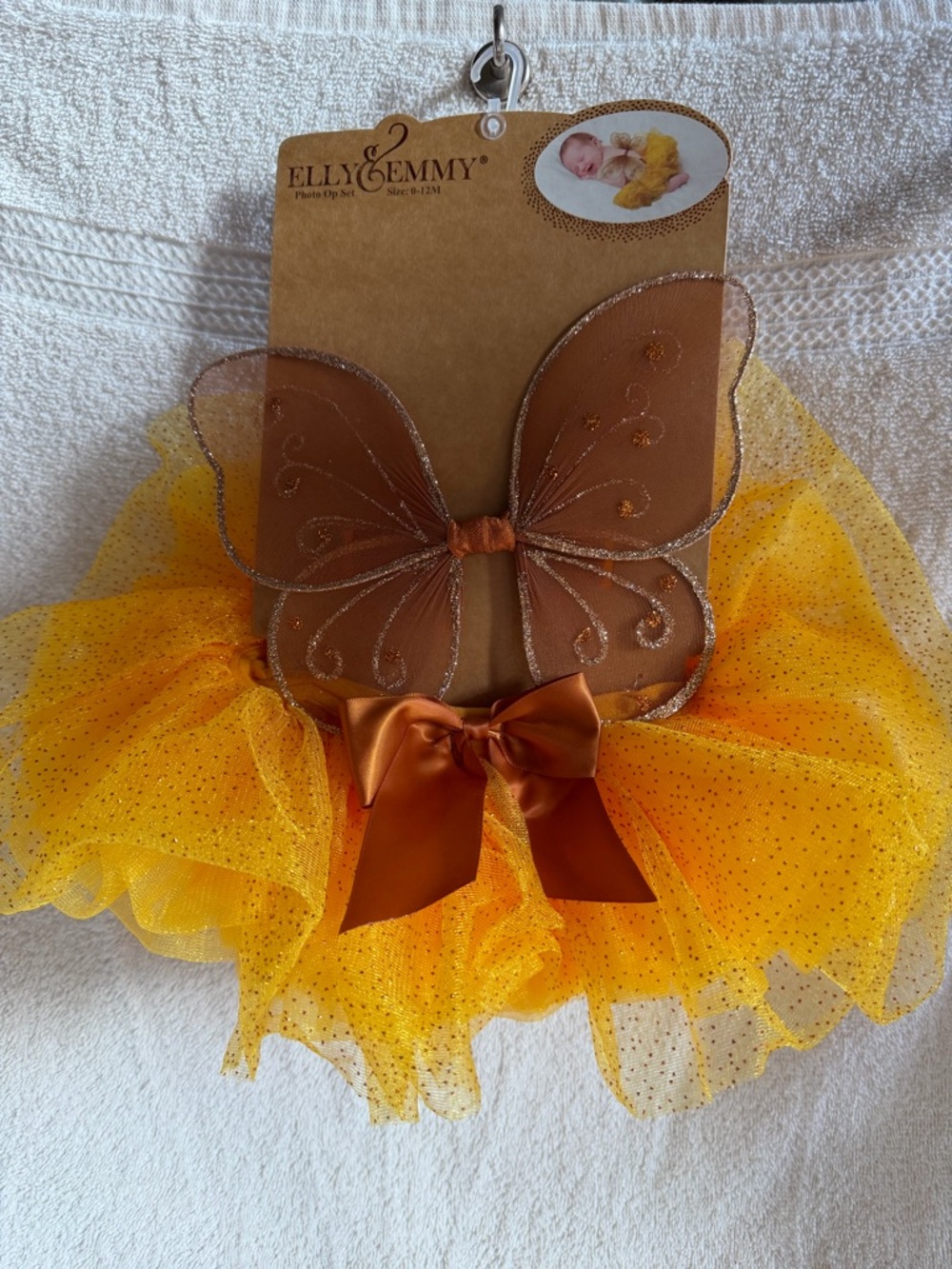Elly & Emmy Yellow Tutu Photo Prop with Copper Wings